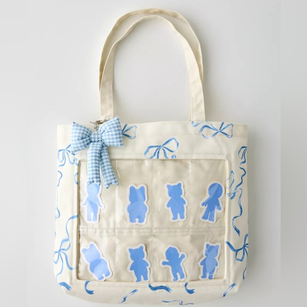 UO blue ribbon figure tote bag